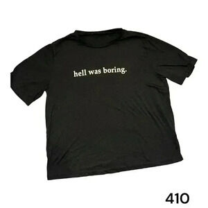 Shein Hell Was Boring Graphic T-Shirt Black Large Unisex Casual Fall Top